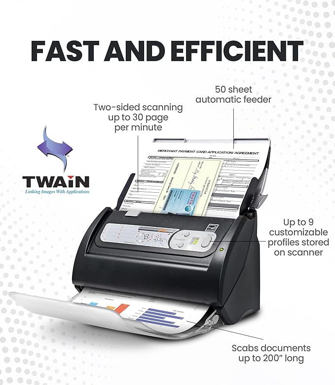 Plustek PS188 High Speed Double-Sided Color Document Scanner, - Image 2