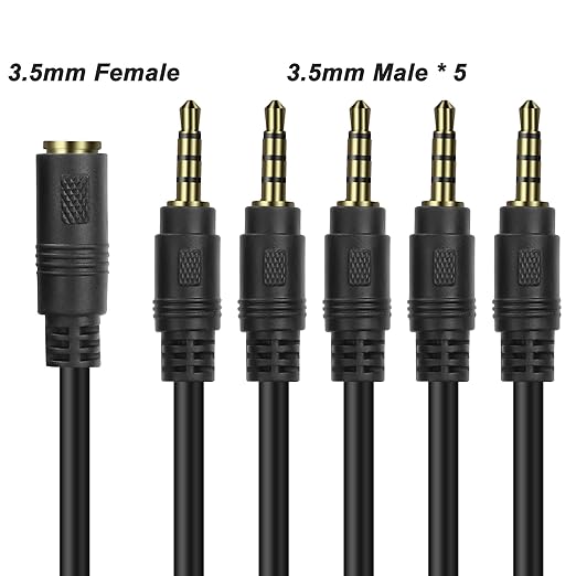 MEIRIYFA 3.5mm Headset Splitter Cable 1/8" 4-Pole/3-Rings TRRS 1 Female to 5 - Image 5