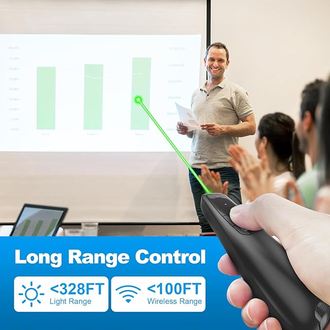 Presentation Clicker for PowerPoint, Wireless Presenter Remote Green Laser - Image 2