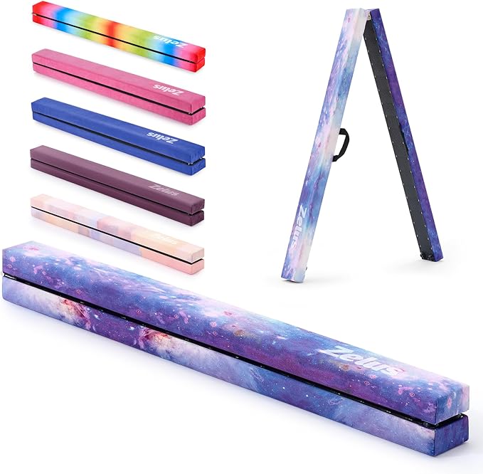 ZELUS 8' Folding Gymnastics Balance Beam, Floor Balance Beam w/Carry Handles by ZELUS
