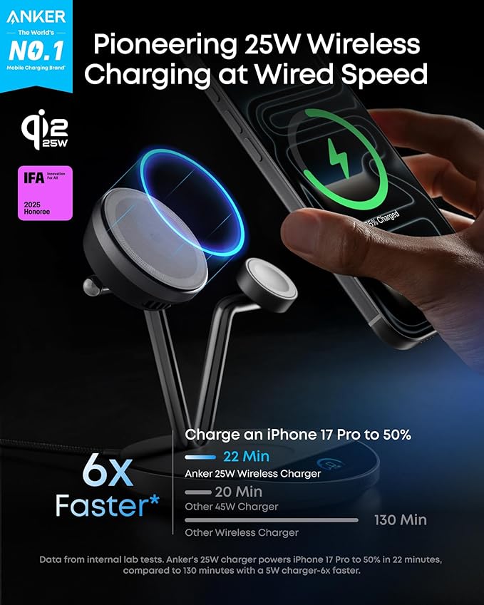 Anker Prime MagSafe Charger Compatible, 3-in-1 Charging Station, Qi2 25W - Image 2