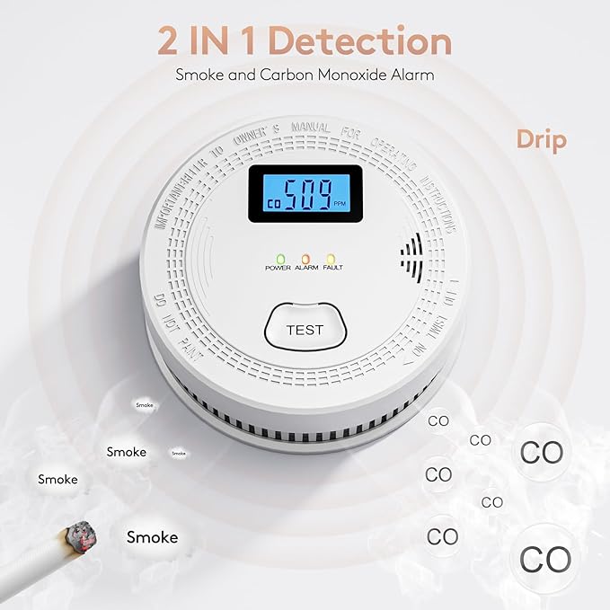 2 Packs, 2 in 1 CO & Smoke Detectors, Carbon Monoxide Detectors, Smoke Detector - Image 2