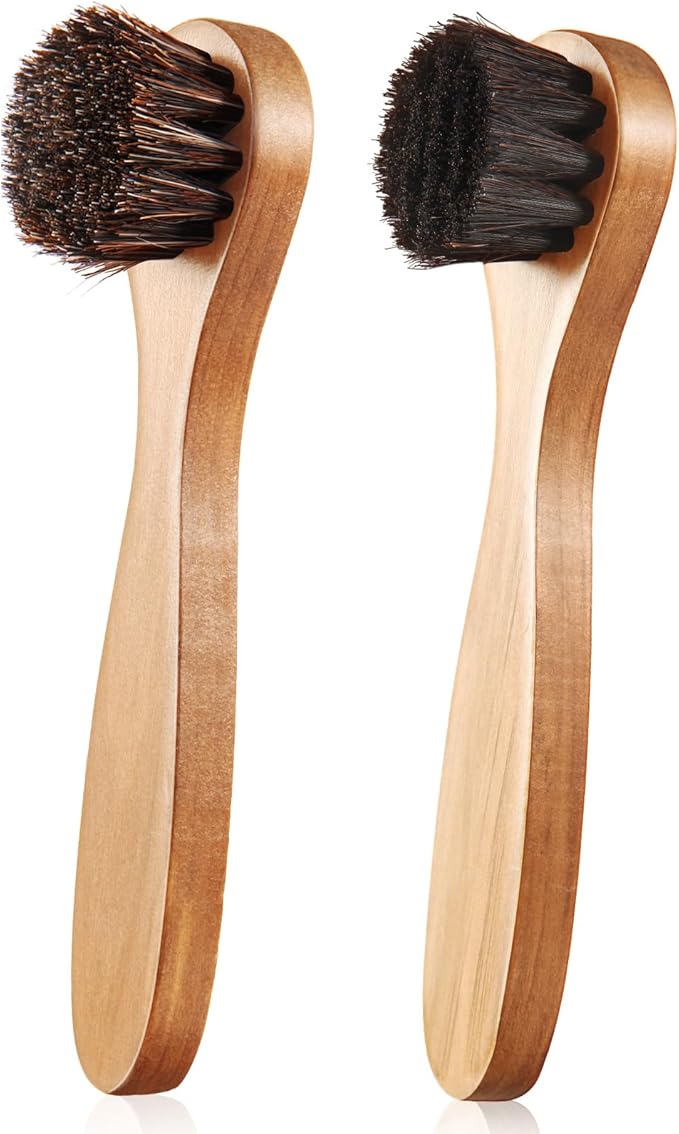 2 Pcs Horsehair Shine Shoes Brush Kit Polish Dauber Applicators Cleaning by ZJoey