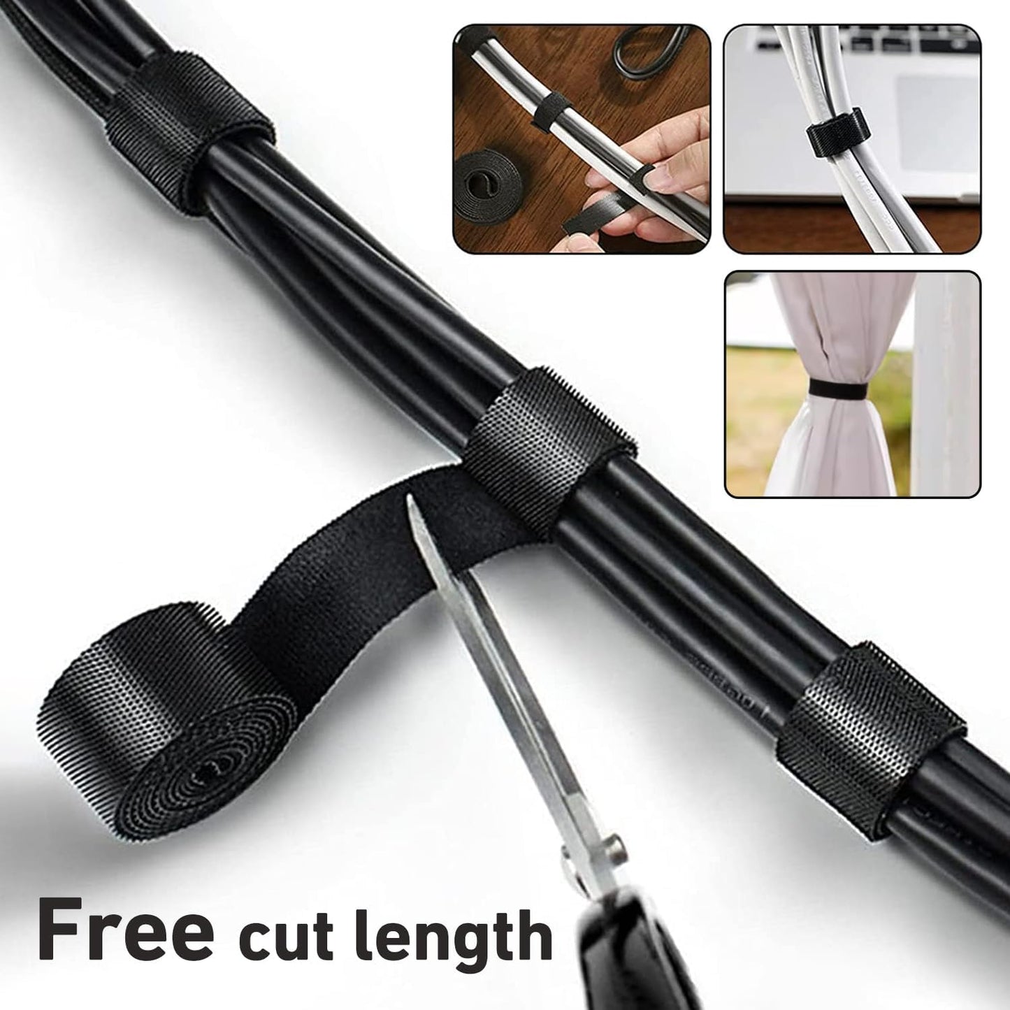 100ft x1/2 in Hook and Loop Roll, Hitotsu Reusable Fastening Tape Cable Ties, Self-Gripping Multi-Purpose Wrap Fasteners for Cord Manage,Home, Office, Electrical Cords, Data Center, White