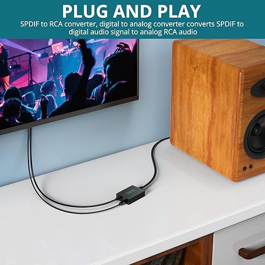 YGiTK Optical to RCA Adapter 192kHz DAC Digital to Analog Audio Converter - Image 2