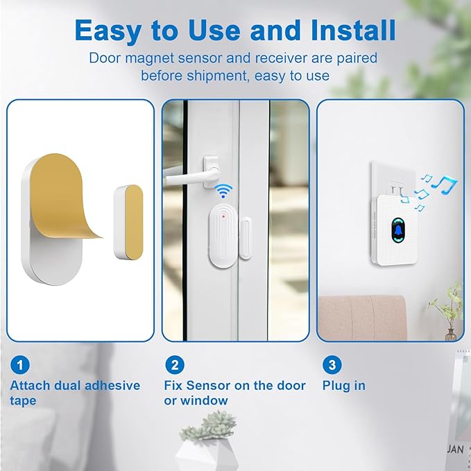 Daytech Wireless Door Chime Alarm System - 800ft Range - Image 7