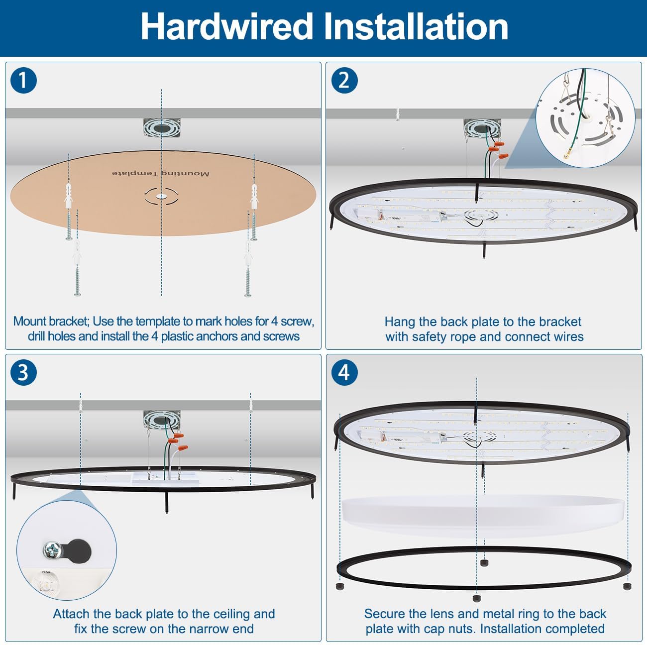 32In Oval LED Flush Mount Ceiling Light for Kitchen, 50W Large LED Ceiling Light Fixture for Living Room, 3000K/4000K/5000K Adjustable, Dimmable Ceiling Lighting for Dining Room/Laundry, ORB