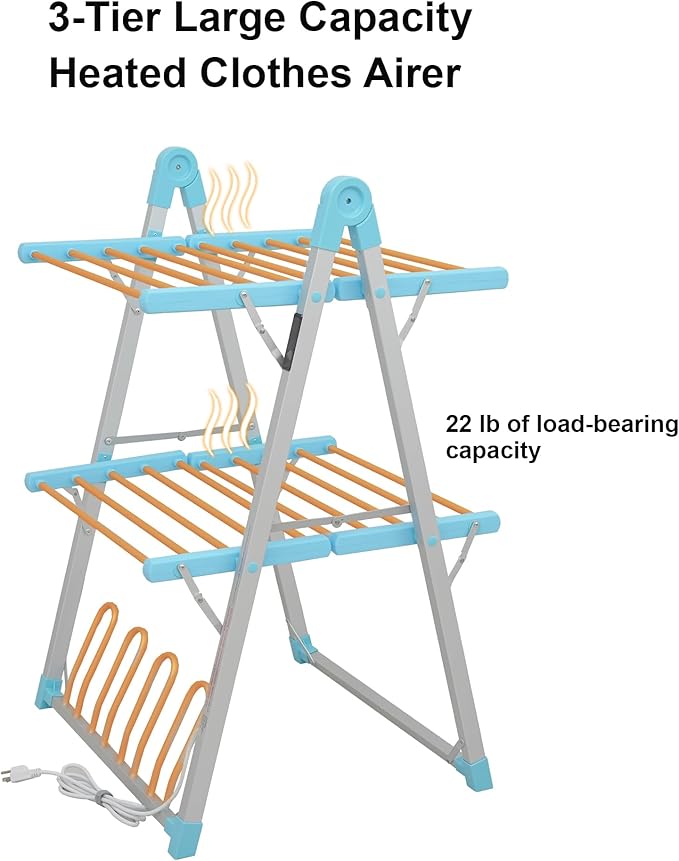 SHARNDY Electric Heated Clothes Drying Rack, Foldable Heated Garment Dryer - Image 3