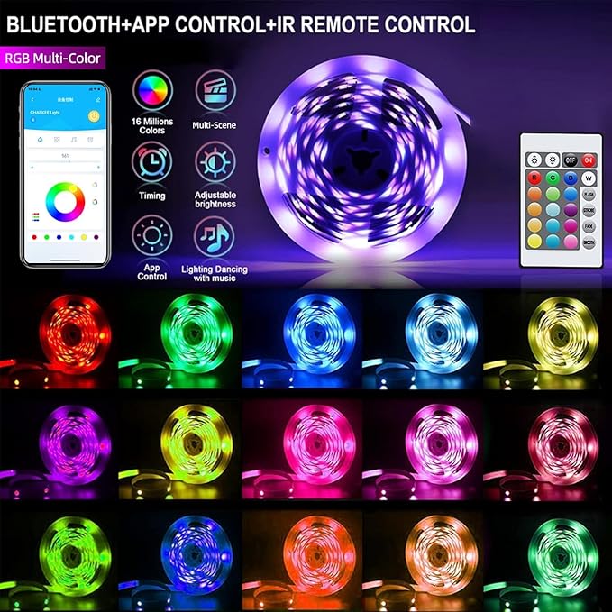CHARKEE LED Strip Lights 110ft, Music Sync RGB LED Strip Lights - Image 5