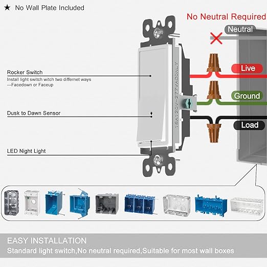 4Pack SOZULAMP Illuminated Light Switch-Esay to Install, No Neutral Wire - Image 7