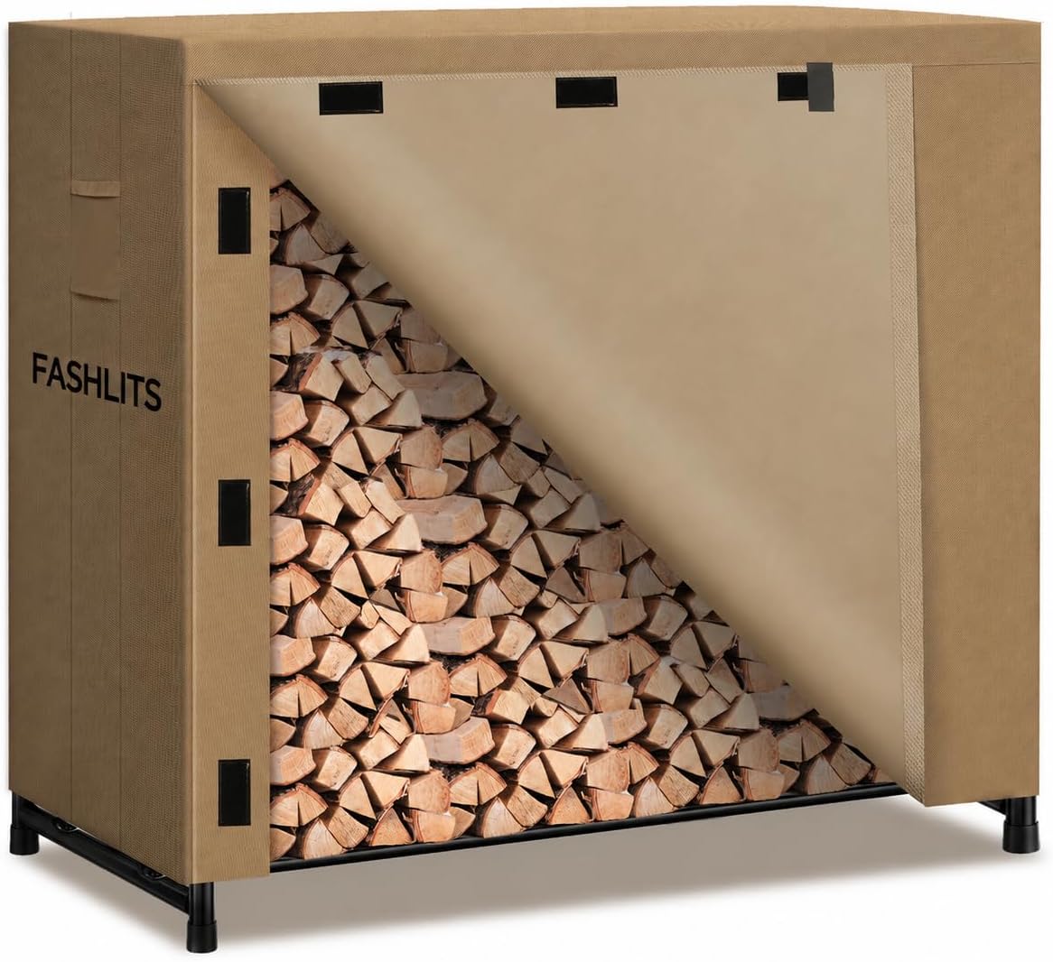4ft firewood rack cover, waterproof heavy duty 600d, main product view