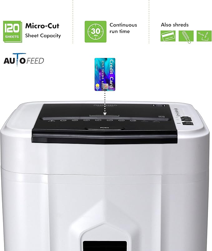 Aurora AU120MB 120-Sheet Auto Feed High Security Micro-Cut Paper Shredder / 30 - Image 2