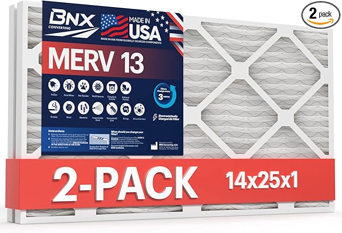 BNX TruFilter 14x25x1 MERV 13 AC Furnace Air Filter by BNX