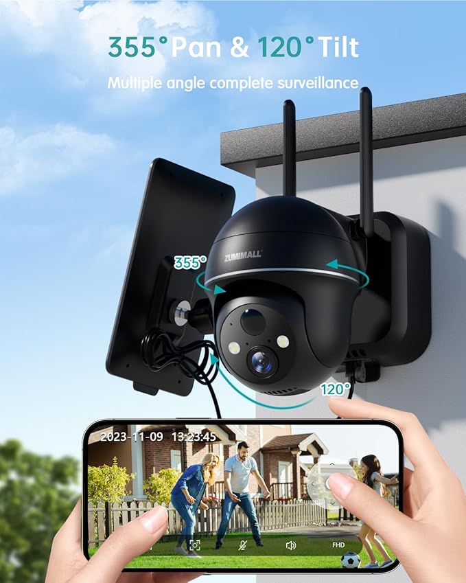 ZUMIMALL Solar Security Cameras Wireless Outdoor, 360° View Outdoor Camera - Image 2