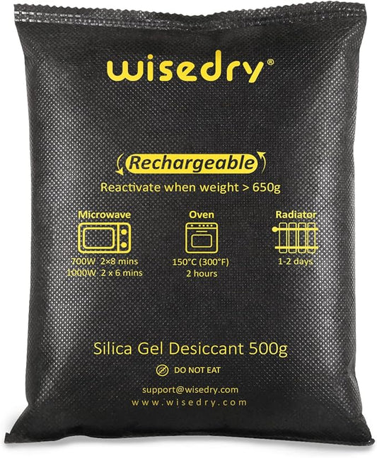 wisedry 4 x 500 Grams Rechargeable Silica Gel Car Dehumidifier, Microwave Fast by wisedry