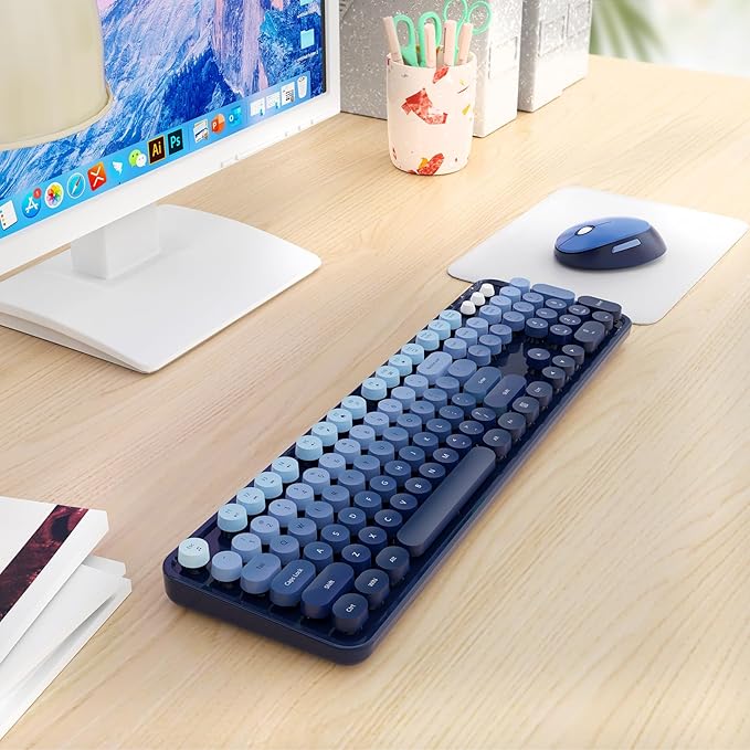 Nowlike Wireless Keyboard and Mouse Combo, Retro Typewriter Keyboard - Image 8