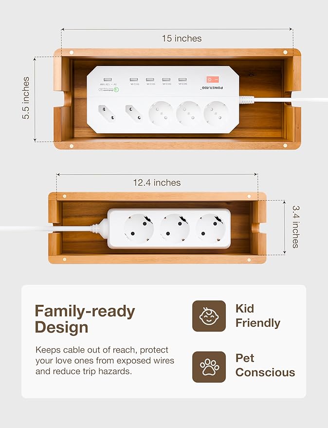 TIDITA Acacia Large Cable Management Box - Image 3