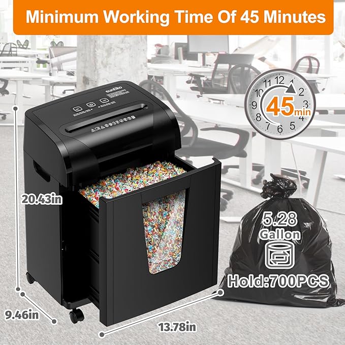 Suntiko Paper Shredder, 18-Sheet Cross Cut Level P-4, Shred Paper/Credit Card/CD - Image 5