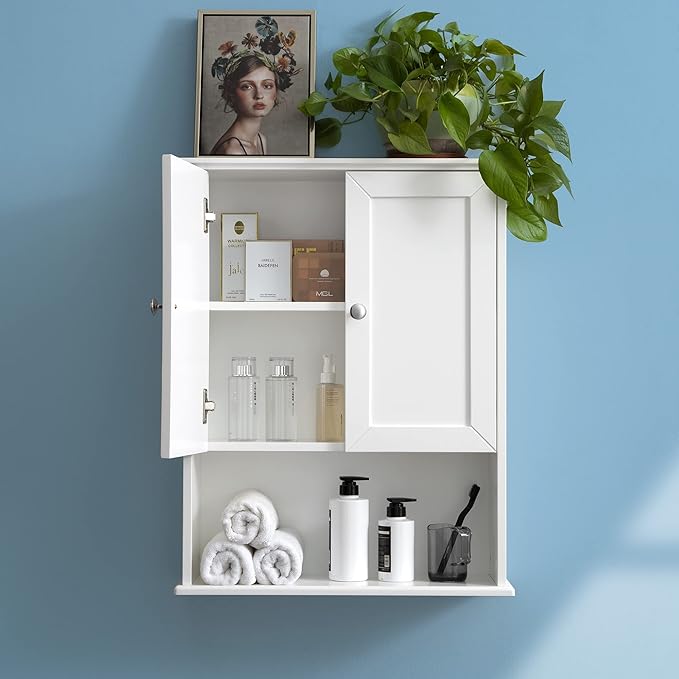 White Bathroom Wall Cabinet Over The Toilet Storage Cabinet, 24x30 Inch Wood by VANIRROR