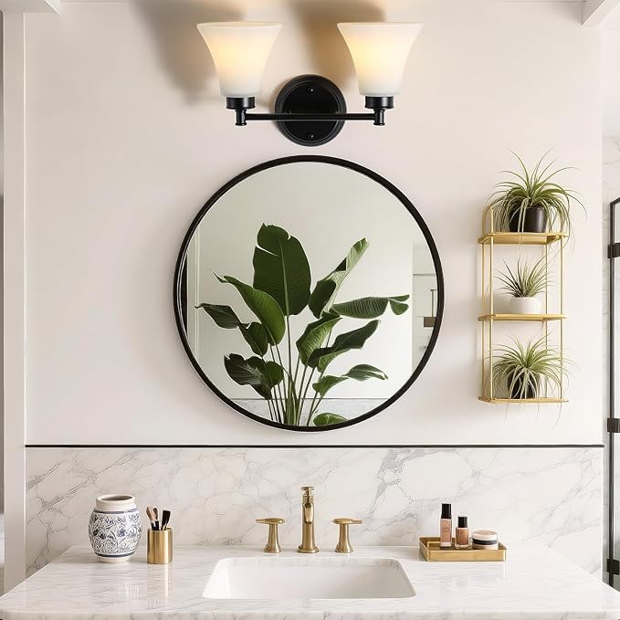 LOUSACE 2 Light Bathroom Vanity Light Matte Black Bathroom Lighting Fixtures - Image 9