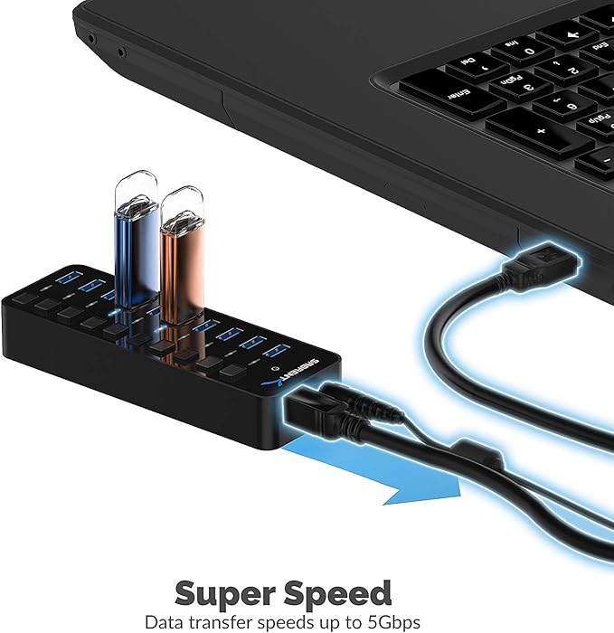 SABRENT 10-Port 60W USB 3.0 Hub - Image 7