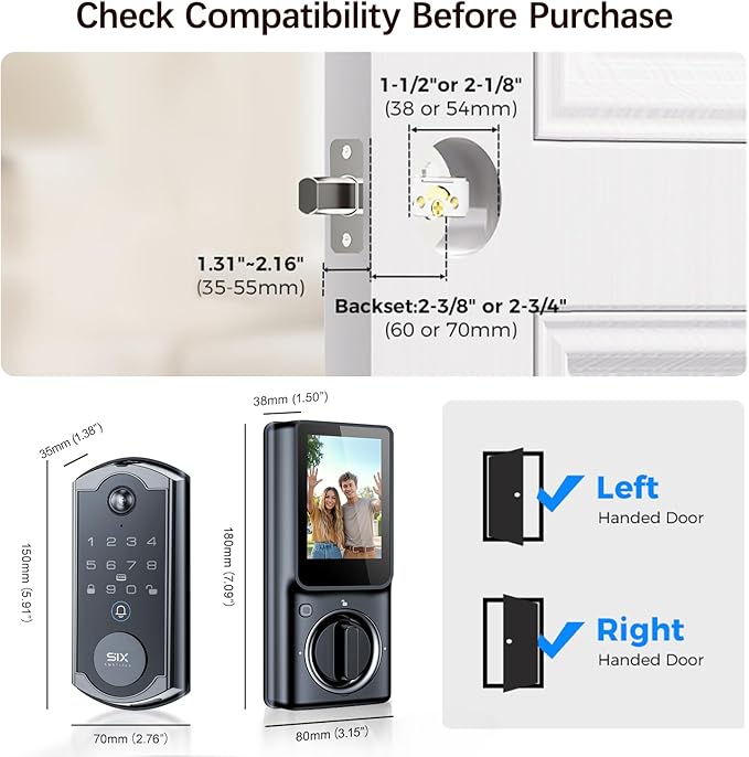 SMRTIPLX Video Smart Lock S398, 4-in-1 Camera + Video Doorbell + Fingerprint - Image 8