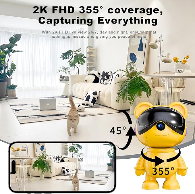 dzcctvipc-Cute Bear-2K Smart-Robot Security-Camera Wireless - Image 4
