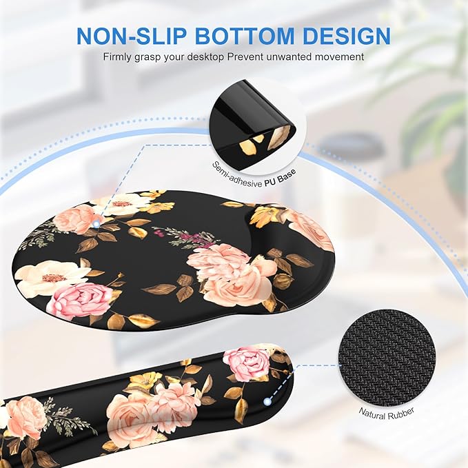 iCasso Desk Mat, Gaming Mouse Pad Wrist Support Set, 4in1 XXL Large Mousepad + - Image 6