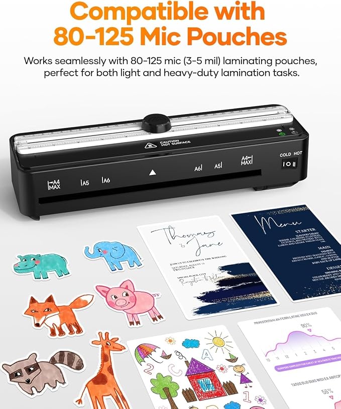 Laminator Machine with 20 A4 Laminating Pouches, Thermal and Cold Lamination - Image 9