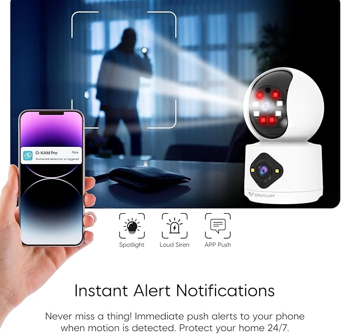 VSTARCAM 2K+2K Cameras for Home Security Indoor, Dual Cameras, 360° Pan-Tilt - Image 4