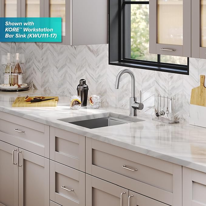 KRAUS Spot Free Oletto Single Handle Kitchen Bar Faucet in All-Brite Stainless - Image 10