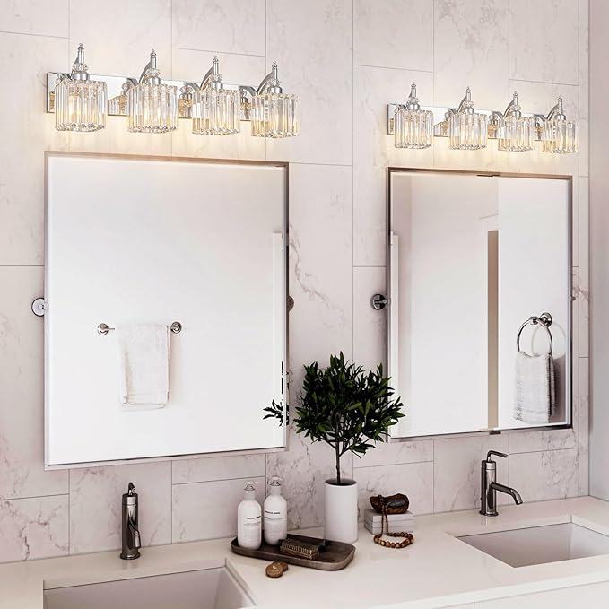 BBLLWJ Modern Bathroom Vanity Light 4-Light Chrome Crystal Light Fixtures Over - Image 3