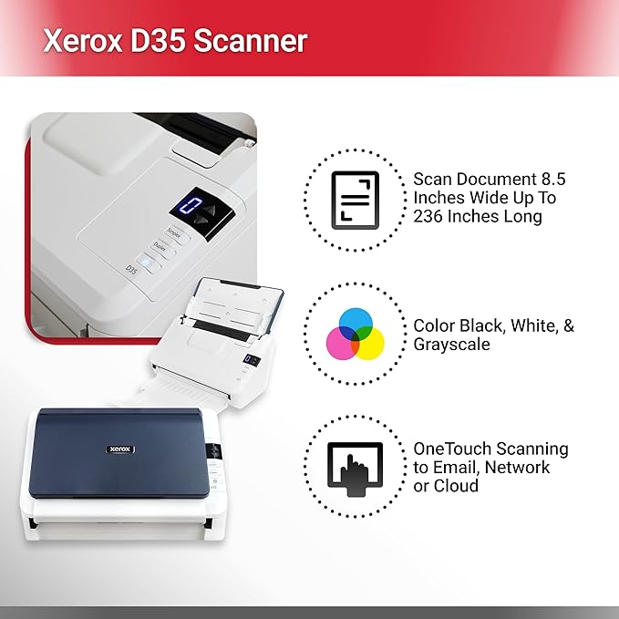 Xerox Visioneer Xerox D35 Scanner, USB Office Document Scanner - Image 2