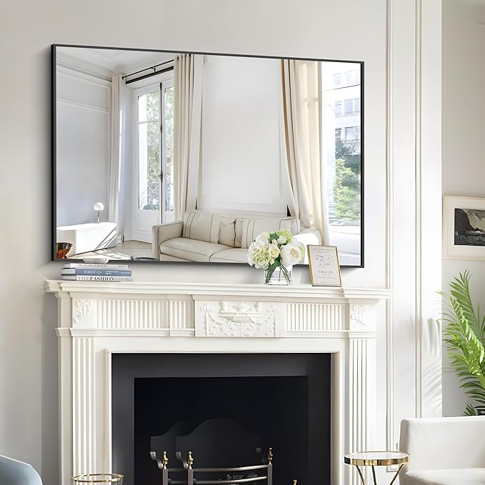 Bathroom Black Mirror, 36x55in Black Rectangle Mirror - Image 9