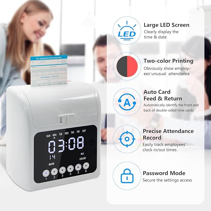 TooCust Time Clock Bundle for Small Business, Passcode Time Clock Punch Machine - Image 2