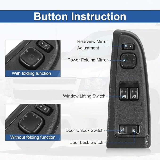 DICMIC Front Driver Side Master Power Window Switch and Door Lock & Black Bezel - Image 5