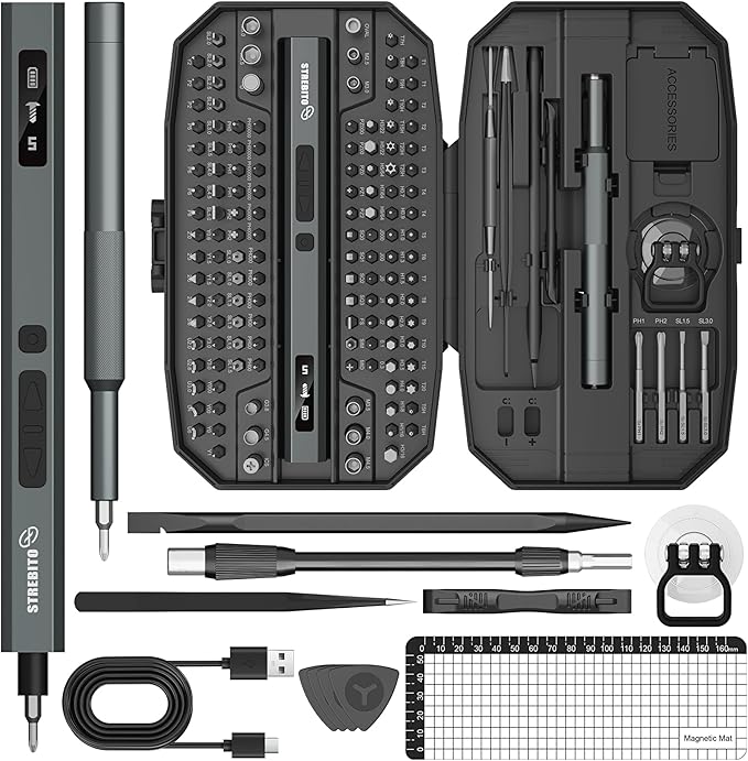 STREBITO Mini Electric Screwdriver Upgraded 155 in 1 Electric Precision by STREBITO