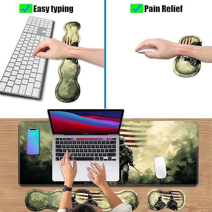 4 in 1 Ergonomic Keyboard Wrist Rest & Mouse Pad Wrist Rest Set, Large Gaming - Image 6