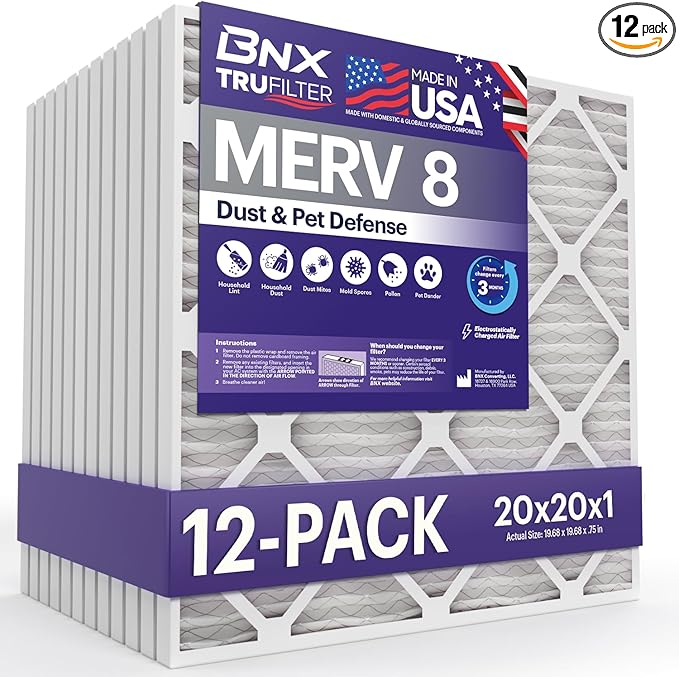 BNX TruFilter 20x20x1 Air Filter MERV 8 by BNX