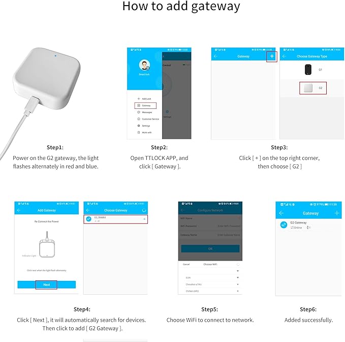 G2 Wifi Gateway Smart Lock for Voice Control, Wi-fi Bridge to TTLock App for - Image 6
