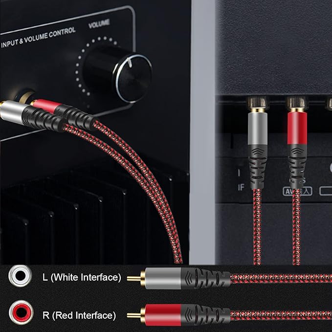 Tiierzon RCA Cable 5Ft, 2Rca Male to 2-RCA Male Audio Stereo Subwoofer Cable - Image 2