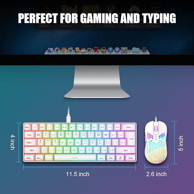 RedThunder 60% Mini Gaming Keyboard and Mouse Combo, Lightweight, Ultra-Compact - Image 6