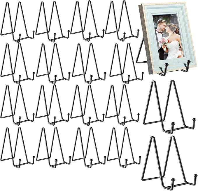 18 pcs 4.5in Plate Stands for Display, Metal Plate Holders Display Stands Can by 24ozRibbedGlassCup