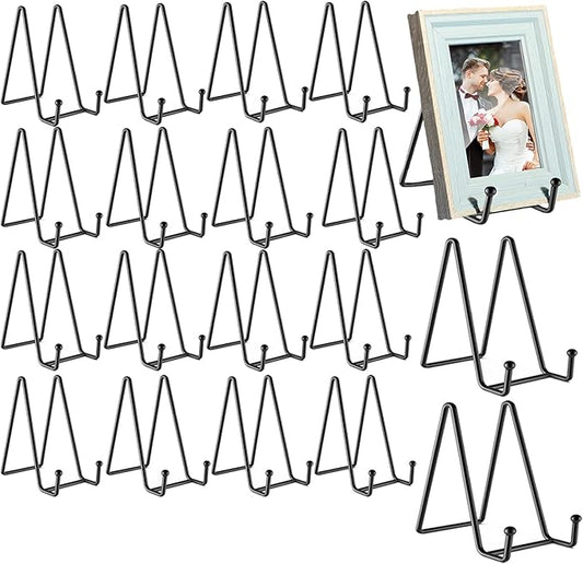 18 pcs 4.5in Plate Stands for Display, Metal Plate Holders Display Stands Can by 24ozRibbedGlassCup