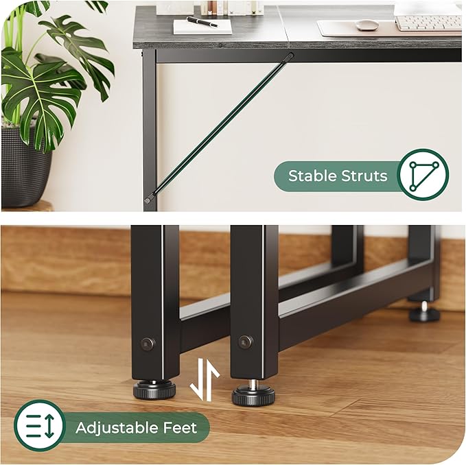 Huuger Computer Gaming Desk, 63 Inch Office Desk - Image 9