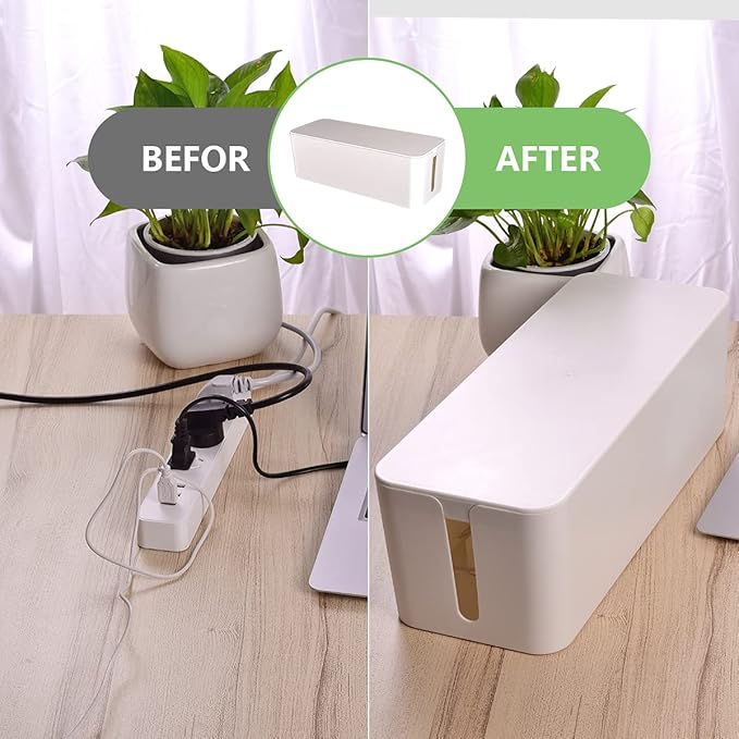 Cable Management Box, Large Cord Organizer Box to Hide Power Strip & Under Desk - Image 6