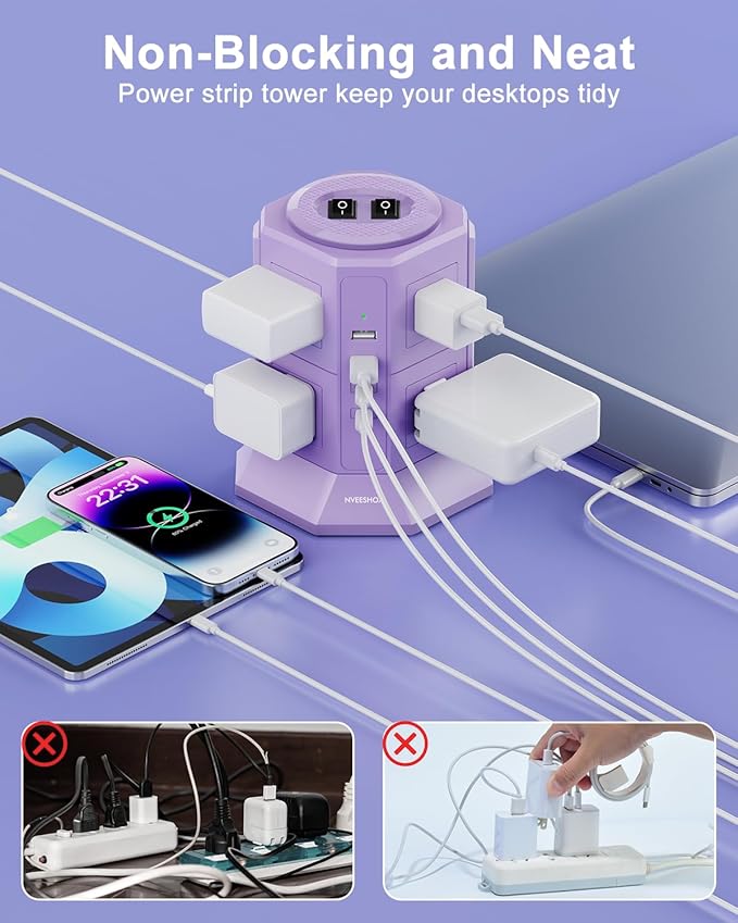 Flat Plug Power Strip Tower - Image 6