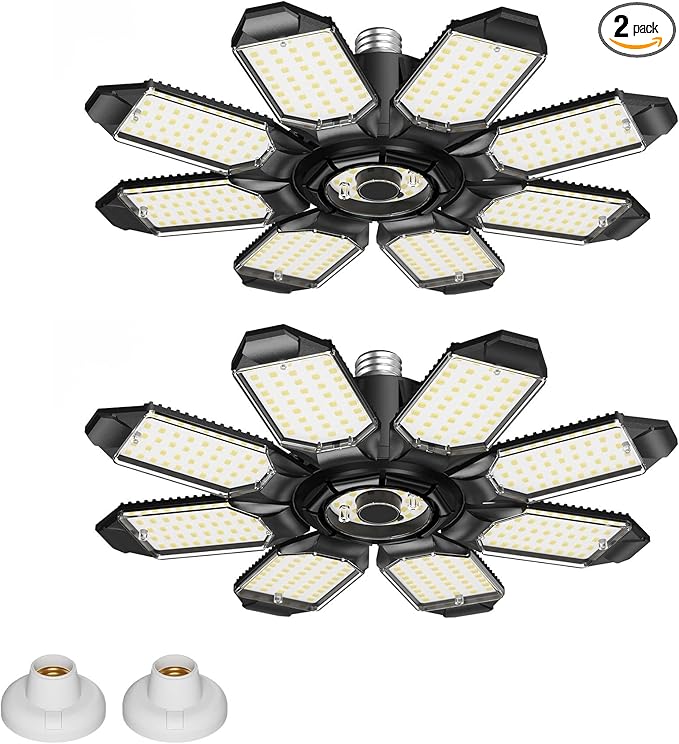 ryoza Motion Sensor Garage Lights 2 Pack, 25000LM Motion Activated Shop Light by Kryoza