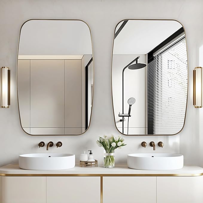 Oval Mirrors for Bathroom, Brushed Gold Oblong Bathroom Wall Mounted Modern - Image 4