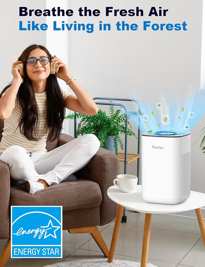 Priestley Small Air Purifiers for Home Bedroom Dorm Office Desktop, 20dB Quiet - Image 5